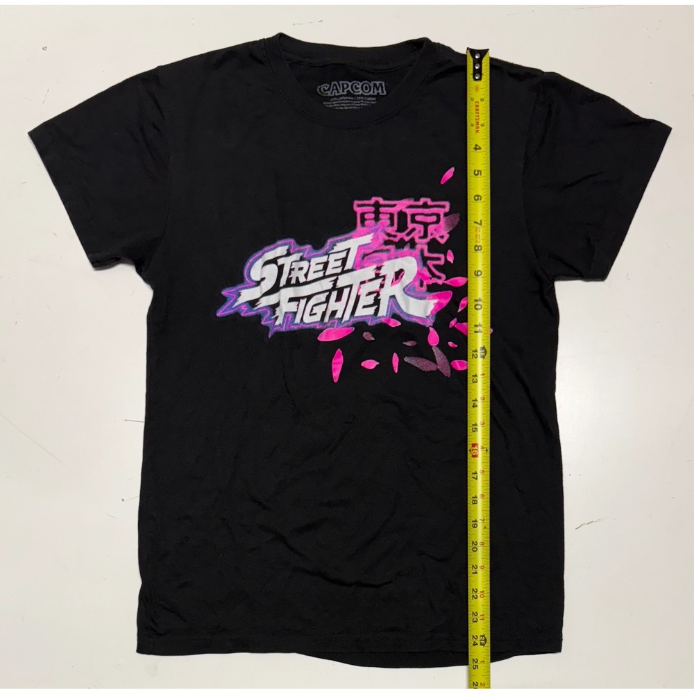 Capcom Street Fighter‎ Mens Black Graphic T Shirt Size S Ryu Sakura Fight